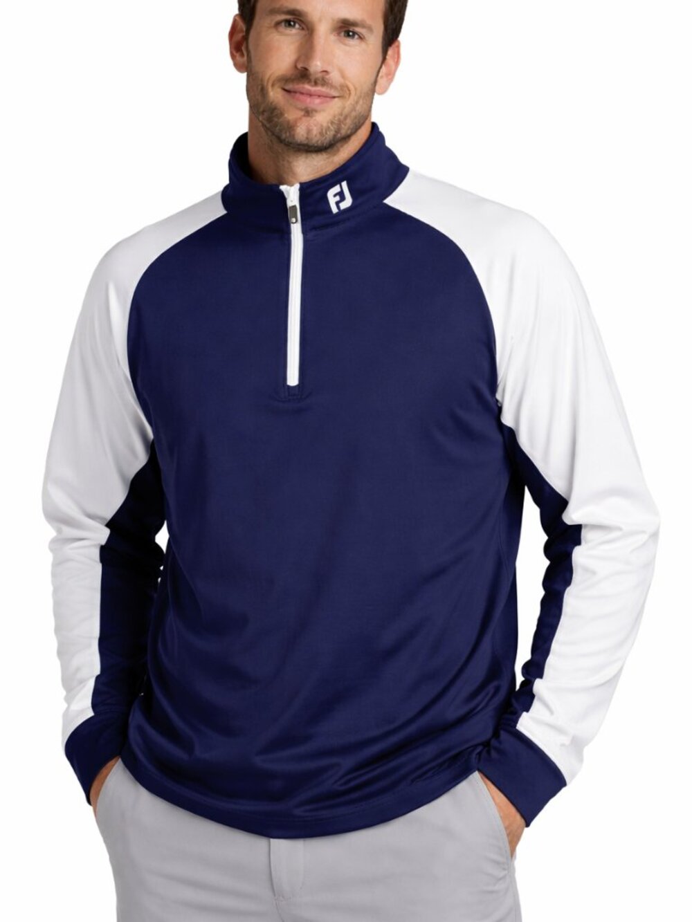 FOOTJOY 1/2 Zip Pullover Jacket Nylon Blend Stretch Golf Navy White Men's XL